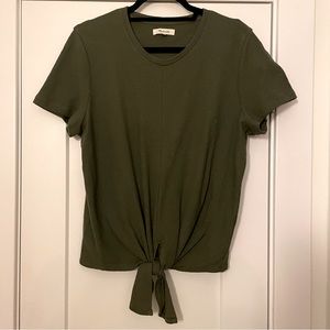 Madewell Olive Green Tie-Front Top - Size L